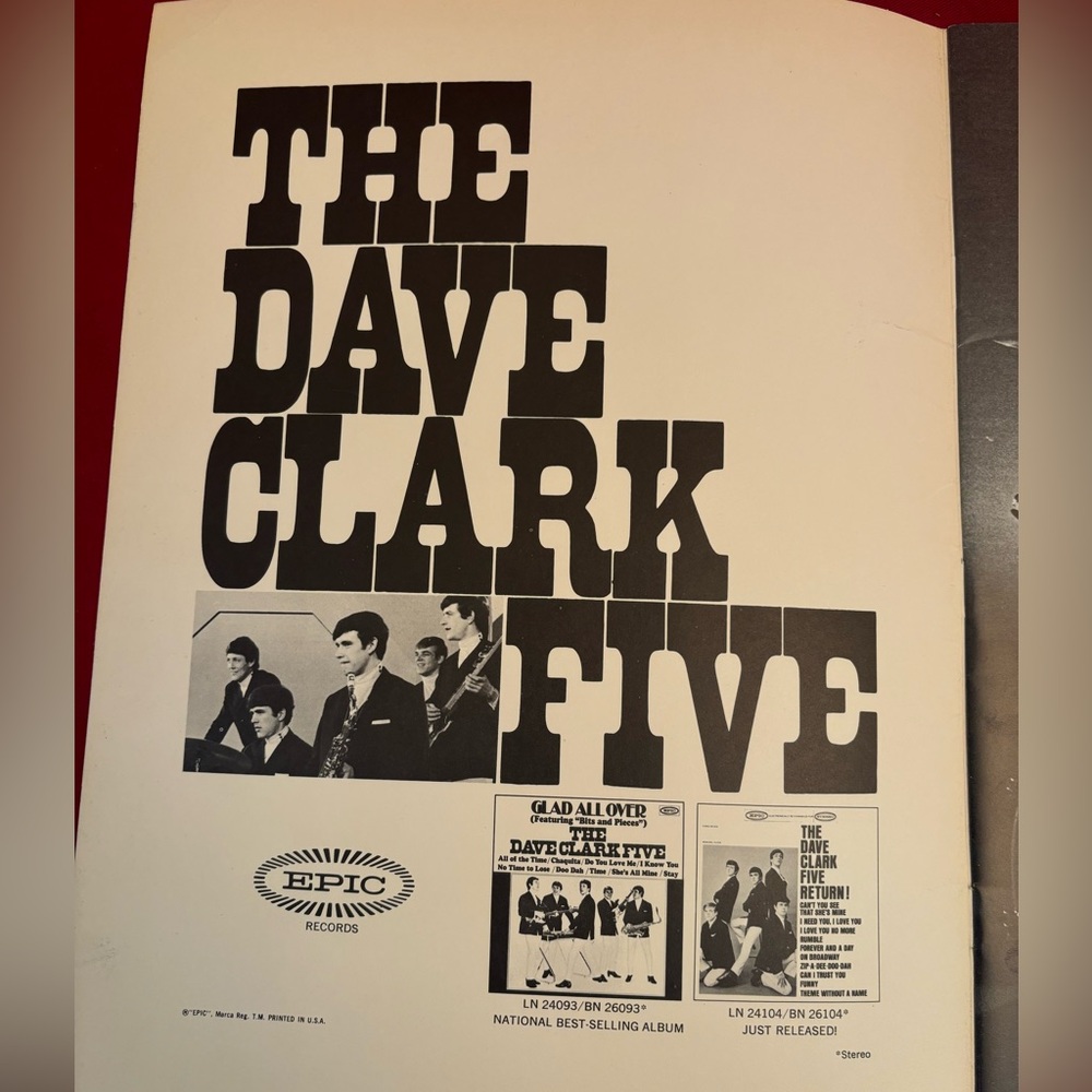 1964 Dave Clark, five souvenir program from West Chester County Center